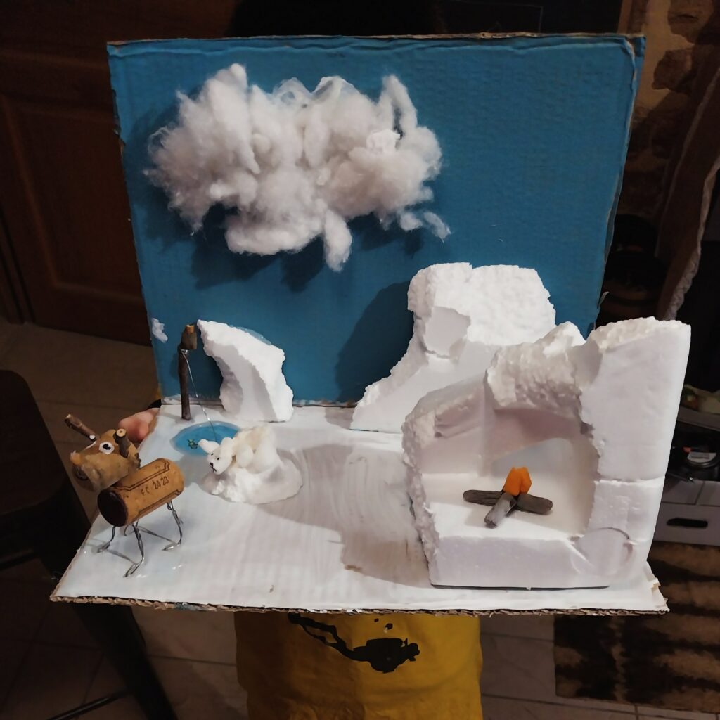 Diorama "Banquise" fait par Flavio, 7 ans