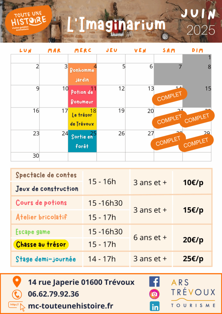 L'Imaginarium - Planning de juin 2025