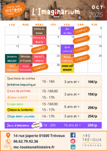 L'Imaginarium de Toute une Histoire - Planning d'octobre 2025