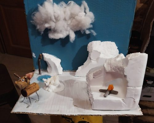 Diorama "Banquise" fait par Flavio, 7 ans